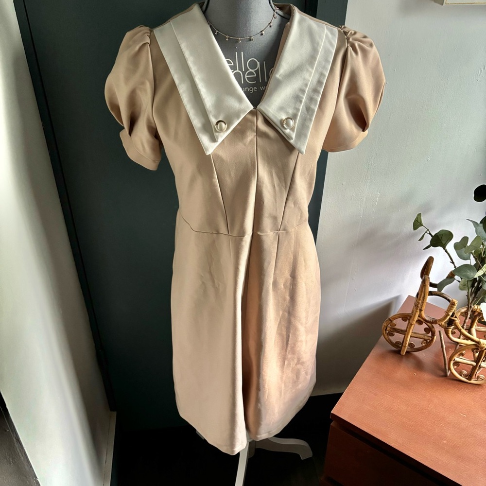 Vintage inspired beige secretary dress size medium